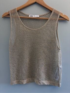 😎 Zara mesh knit metallic chain link sleeveless top